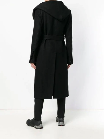 Shop Rick Owens Liner Wrap-front Coat In Black