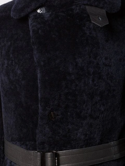 Shop Neil Barrett Single-breasted Shearling Jacket In Blue