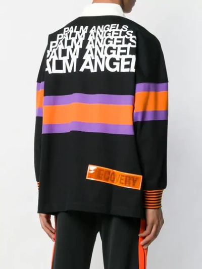 Shop Palm Angels Stripe Logo Hiking Polo In Black