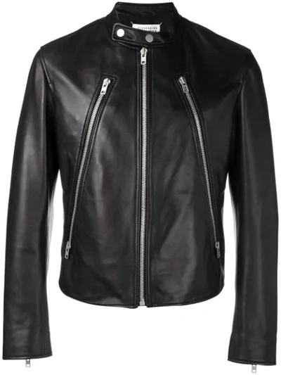 Shop Maison Margiela Decorative Zip Biker Jacket In Black
