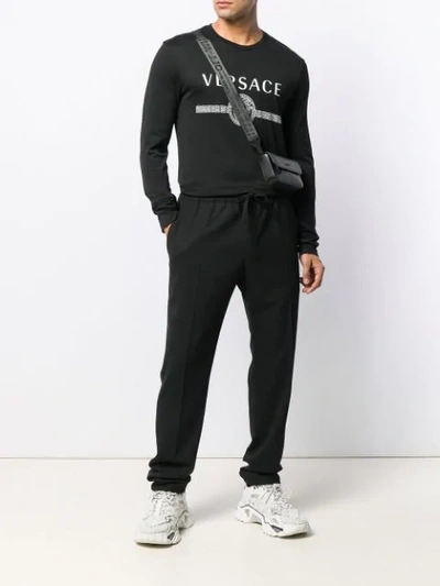 Shop Versace Medusa Long Sleeved T-shirt In Black