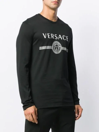 Shop Versace Medusa Long Sleeved T-shirt In Black
