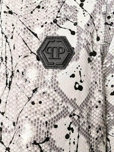 Shop Philipp Plein Logo Trim Bomber Jacket In Neutrals