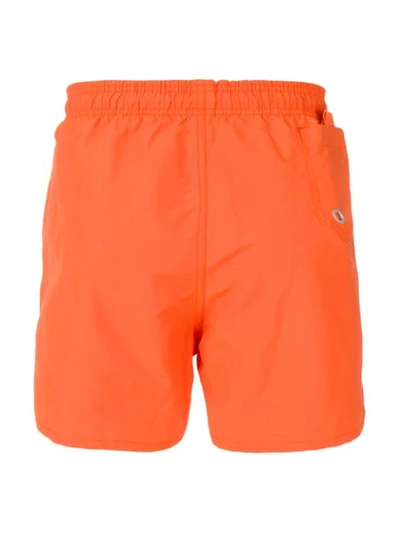 Shop Heron Preston Reflective Stripe Swim Shorts In Orange