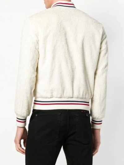 Shop Saint Laurent Shearling Bomber Jacket In White