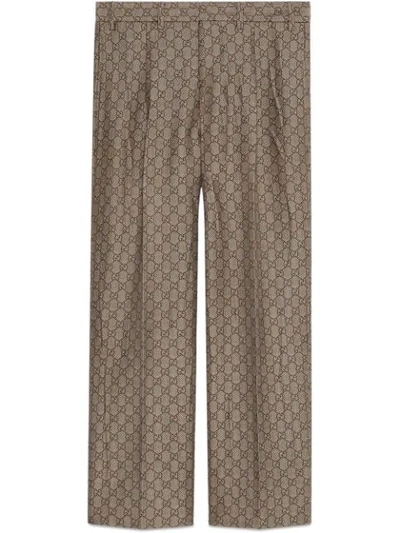 Shop Gucci Gg Wool Canvas Formal Pant In Neutrals
