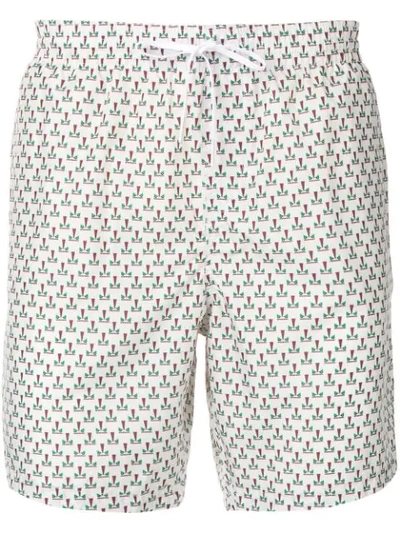 Shop Fendi Bag Bugs Swim Shorts In White