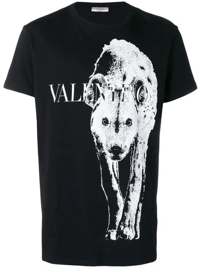 Shop Valentino Wild Dog Print T In Black