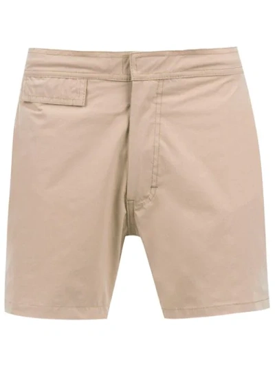 Shop Amir Slama Mid Rise Swim Shorts In Neutrals