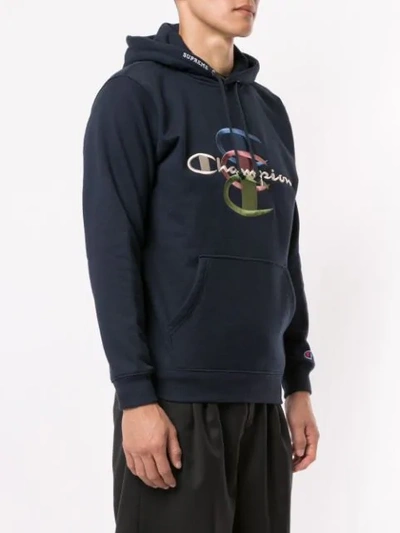 Supreme X Champion Stacked C Hoodie In Blue | ModeSens