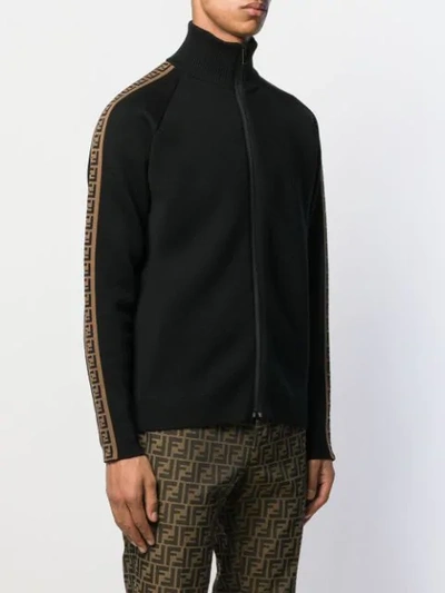 Shop Fendi Ff Knitted Cardigan In Black