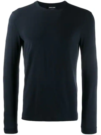 Shop Giorgio Armani Jersey Sweatshirt In Blue