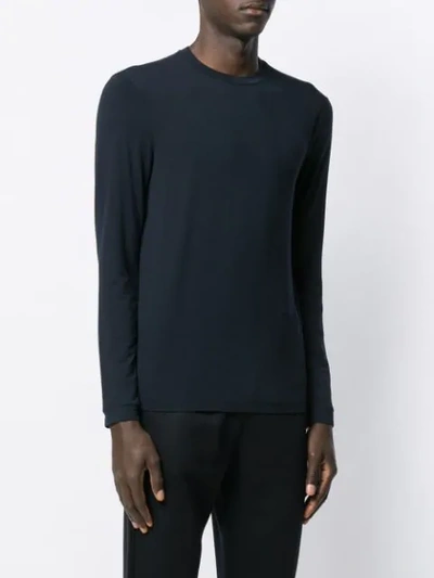 Giorgio Armani Virgin Wool Crew-neck Sweater In Blue
