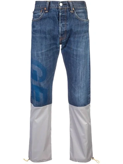 Shop Geo Reconstructed Denim Jeans In Blue