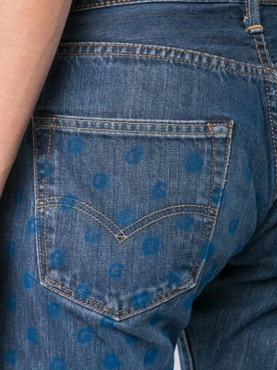 Shop Geo Reconstructed Denim Jeans In Blue