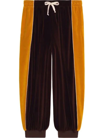 Shop Gucci Chenille Harem Style Track Pants In Brown