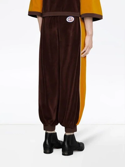 Shop Gucci Chenille Harem Style Track Pants In Brown