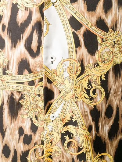 Shop Versace Baroque Leopard Print Pyjama Shirt In White