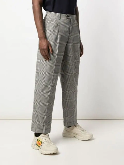 Shop Gucci Plaid Check Trousers In Grey