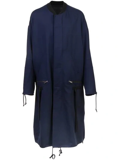Haider Ackermann Long Shawl Coat In Blue | ModeSens