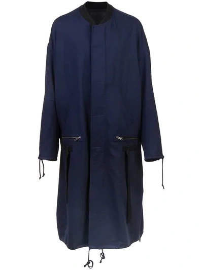 Haider Ackermann Long Shawl Coat In Blue