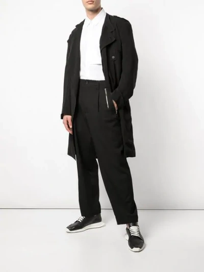 Shop Yohji Yamamoto Zip Detail Trousers In Black