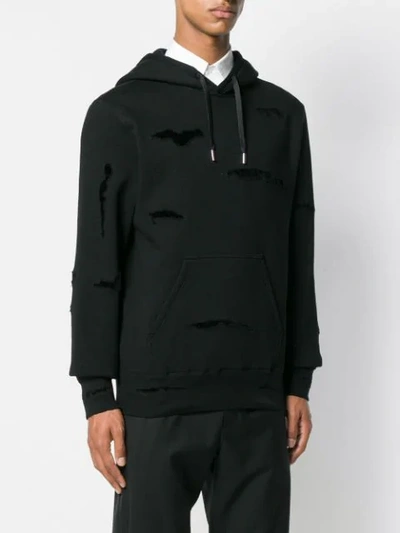 Shop Alexander Mcqueen Distressed Detail Hoodie In Black