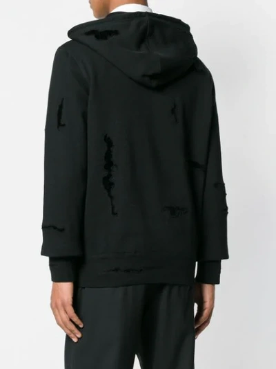 Shop Alexander Mcqueen Distressed Detail Hoodie In Black