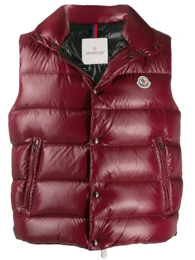 Shop Moncler Padded Gilet Jacket In Red