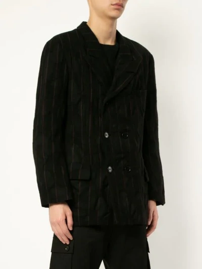 Pre-owned Yohji Yamamoto Vintage Peaked Lapels Pinstripe Blazer In Black