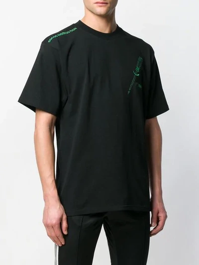 Shop Gcds Stitch Print Crew Neck T-shirt In Black