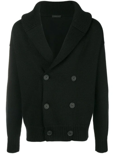 Shop Prada Double Breasted Cardigan - Black