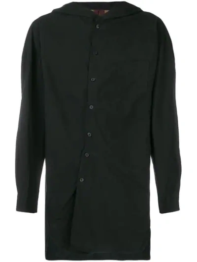 Shop Ziggy Chen Hooded Long Shirt In Black