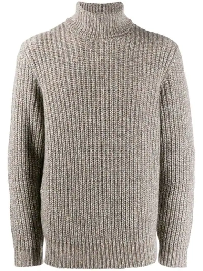 BRUNELLO CUCINELLI CASHMERE RIBBED SWEATSHIRT - 大地色