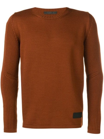 PRADA LOGO PATCH JUMPER - 棕色