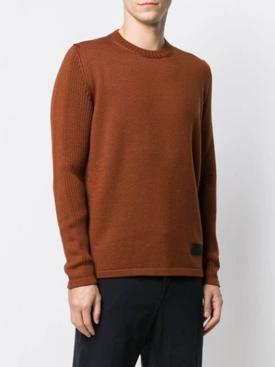 PRADA LOGO PATCH JUMPER - 棕色