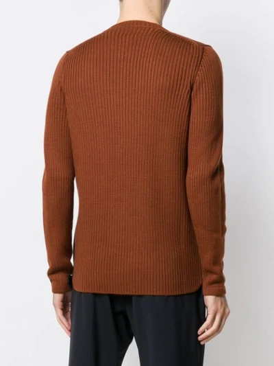 PRADA LOGO PATCH JUMPER - 棕色