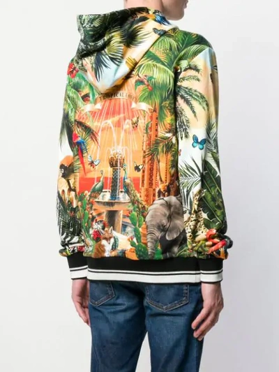 Shop Dolce & Gabbana Tropical King Print Hoodie In Green