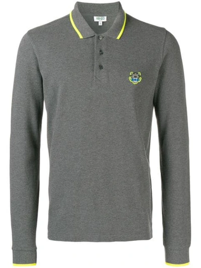 Shop Kenzo Mini Tiger Polo Shirt In Grey