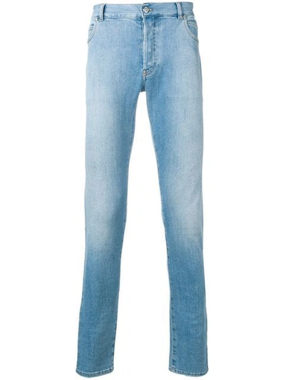Shop Balmain Stonewashed Skinny Jeans In Blue
