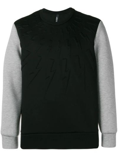 Shop Neil Barrett Contrast Sleeve Sweater In Black