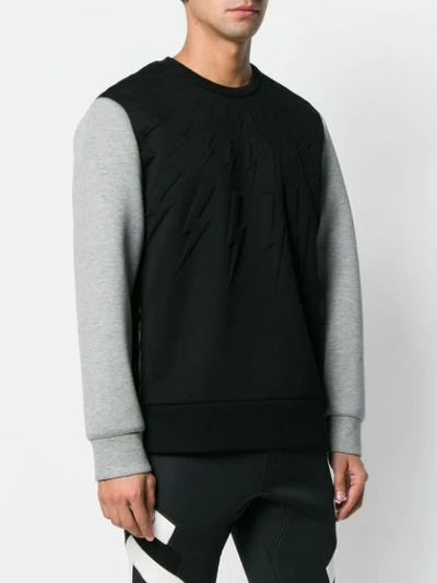 Shop Neil Barrett Contrast Sleeve Sweater In Black