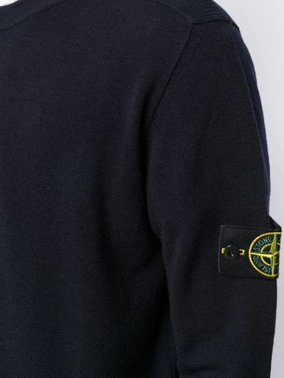 Shop Stone Island Long-sleeve Fitted Sweater In Blue