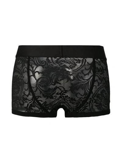 VERSACE LOGO LACE BOXERS - 黑色