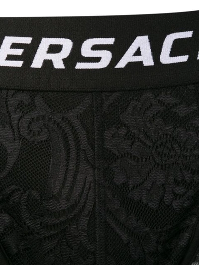 VERSACE LOGO LACE BOXERS - 黑色