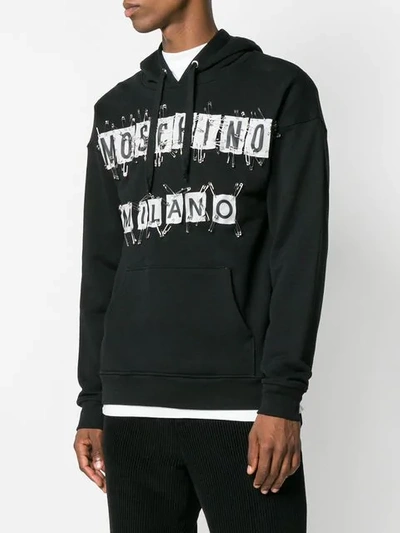 Shop Moschino Safety Pin Hoodie In Black