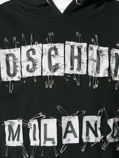 Shop Moschino Safety Pin Hoodie In Black