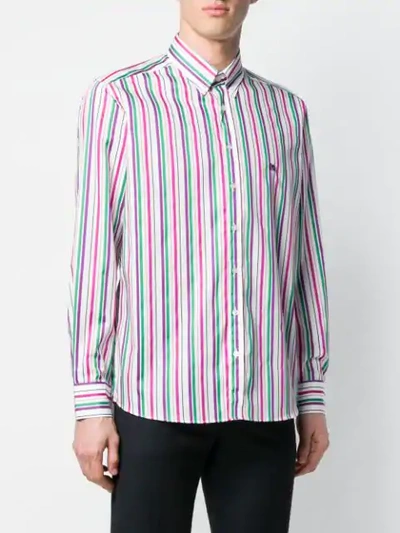 Shop Etro Striped Button Down Shirt In White
