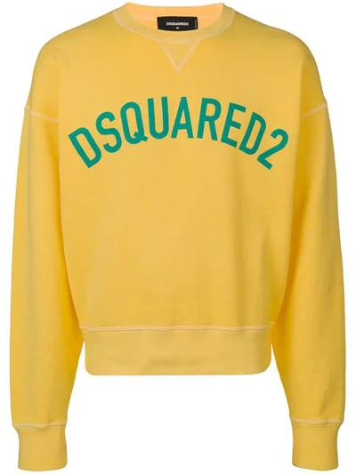 Shop Dsquared2 Logo Print Sweatshirt In Yellow