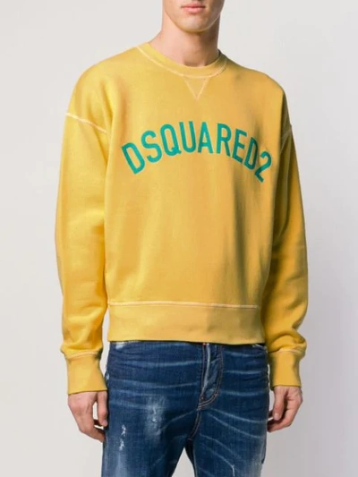 Shop Dsquared2 Logo Print Sweatshirt In Yellow